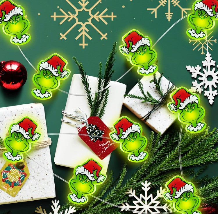 Grinch Green Whoville Christmas Front Door Tree Ornaments and Holiday Lights Decorations