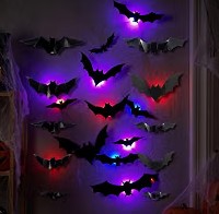 144 Pcs 3D Bats Cutouts Wall Glow in the Dark Eye Halloween Indoor Outdoor Decoration Lights