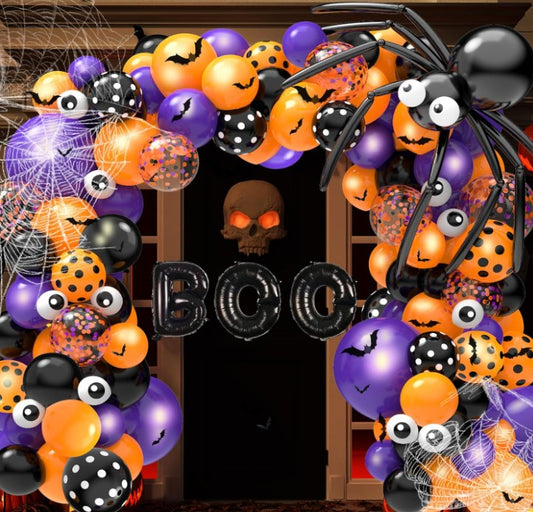 LED Clear LED 12-20in Glow in The Dark Black Purple Orange Arch Halloween Helium Balloons with String Lights 10-30 Packs