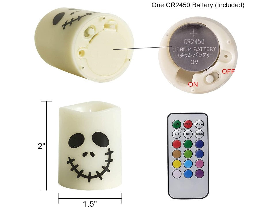 Halloween LED Colorful White Flickering Flameless Candles Battery Operated with Remote for Home Decor