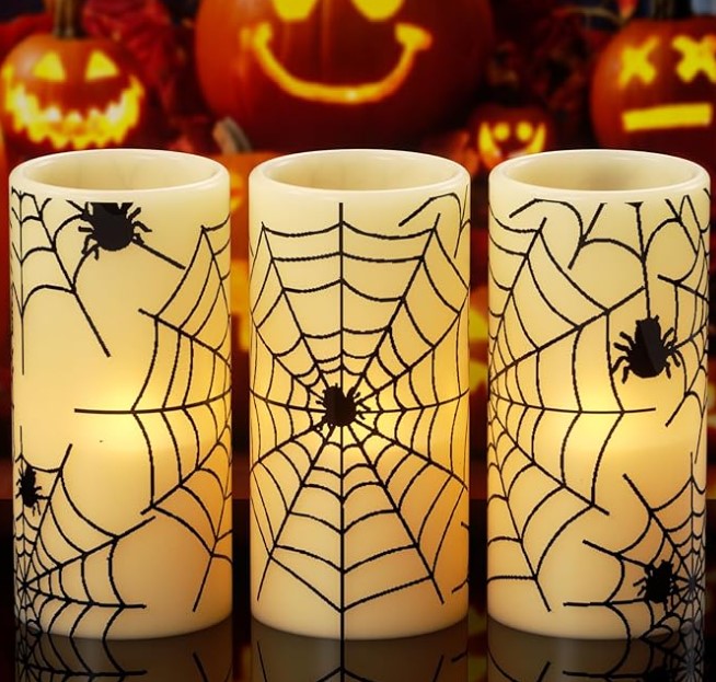 Halloween LED Colorful White Flickering Flameless Candles Battery Operated with Remote for Home Decor