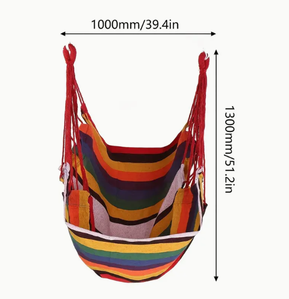 Portable Indoor-Outdoor Colorful Woven Fabric Hammock Chair Swing with Storage Bag Pillows and Straps
