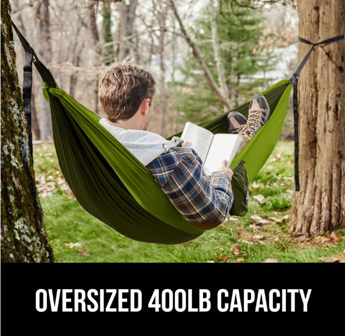 Durable Portable Travel Camping Outdoor Indoor Hammock Swing Bed Holds 400lbs with Heavy Duty Tree Straps