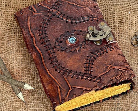 Vintage Leather 200 Page Journal Book of Spell Shadows with Antique Handmade Deckle Edge Paper