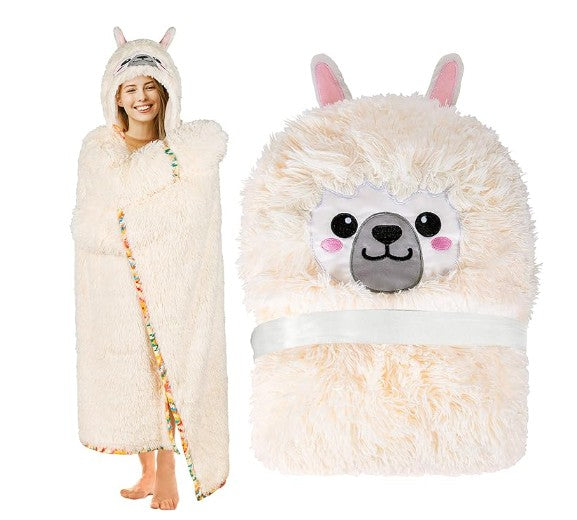 Wearable Hooded Animal Design Blanket for Adults Kids Soft Warm Fleece Sherpa Hoodie Throw Winter Linen Fleece Cozy Plush Animal Cape for Holidays