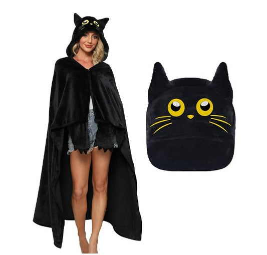 Wearable Hooded Animal Design Blanket for Halloween Costume Adults Kids Soft Warm Fleece Sherpa Hoodie Throw Winter Linen Fleece Cozy Plush Animal Cape for Birthday Valentine Gifts