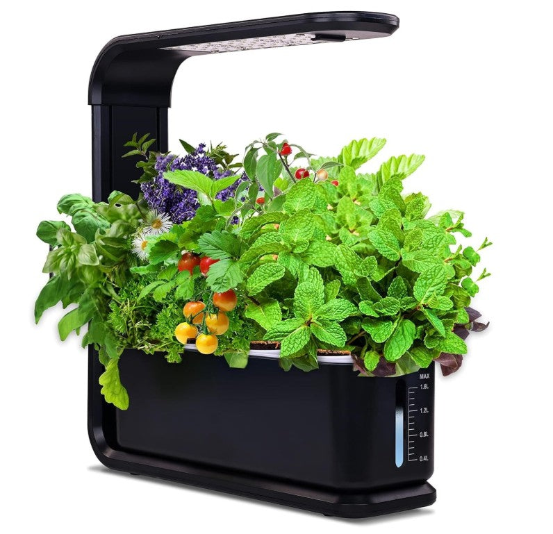 Hydroponics Quiet Smart Water Growing System Indoor 3 Pod Herb Flower Vegetable Garden Kit with LED Light and Automatic Watering for Home Kitchen