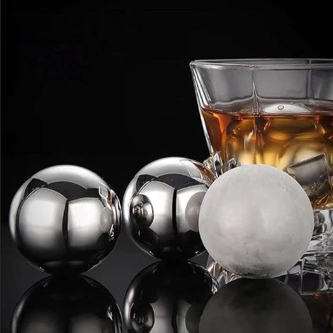 Stainless Steel Ice Cubes Reusable Heart Bullet Round Balls Chilling Stones with Stainless Steel Tong Set