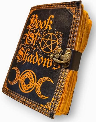 Vintage Leather 200 Page Journal Book of Spell Shadows with Antique Handmade Deckle Edge Paper