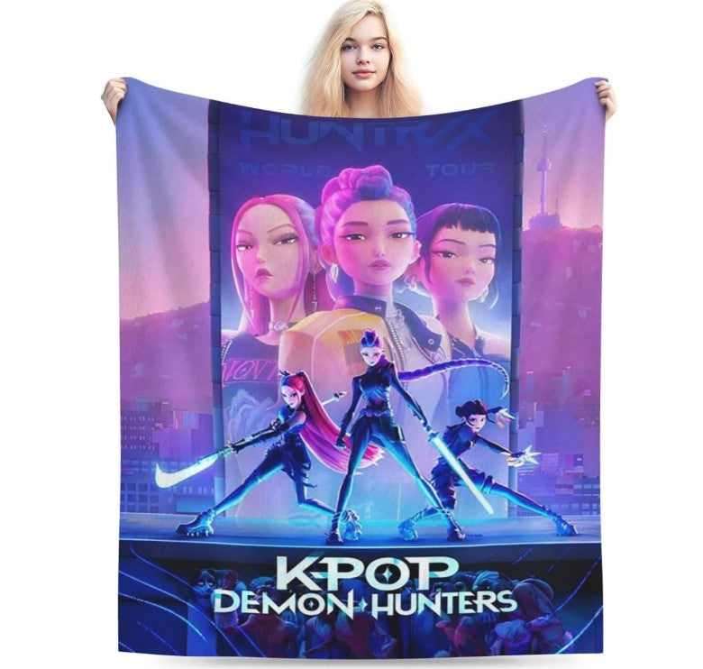 K Pop Demon Slayer Cartoon Blanket for Girls Boys, Lightweight Flannel Throw Blanket Room Decor Bedding Gifts for Women & Gaming Fans (50"x40", Style 1)