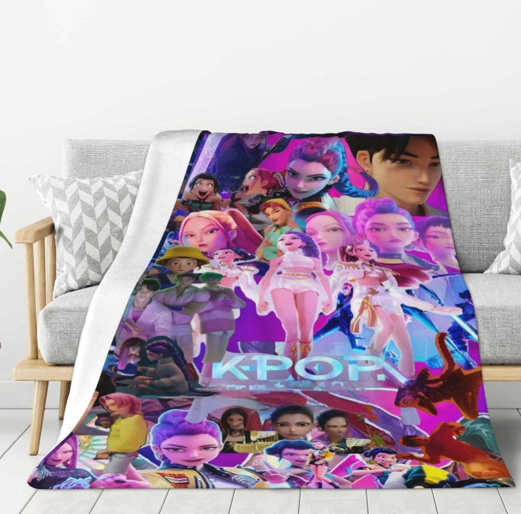 K Pop Demon Slayer Cartoon Blanket for Girls Boys, Lightweight Flannel Throw Blanket Room Decor Bedding Gifts for Women & Gaming Fans (50"x40", Style 1)