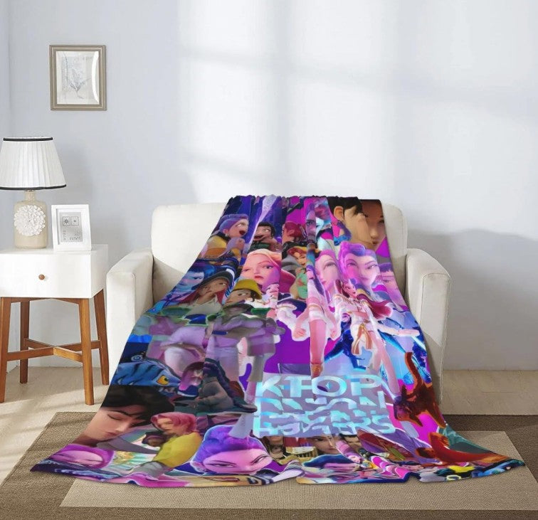 K Pop Demon Slayer Cartoon Blanket for Girls Boys, Lightweight Flannel Throw Blanket Room Decor Bedding Gifts for Women & Gaming Fans (50"x40", Style 1)