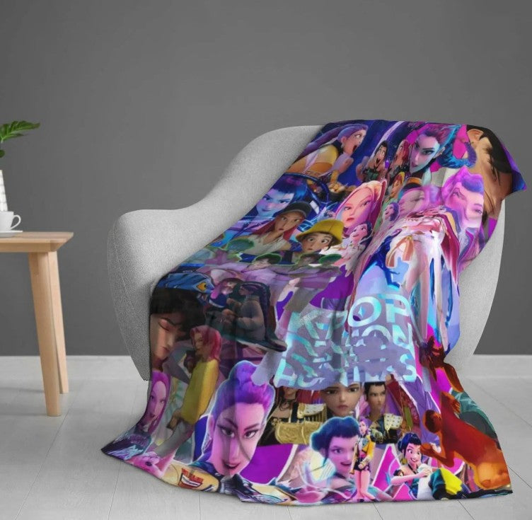 K Pop Demon Slayer Cartoon Blanket for Girls Boys, Lightweight Flannel Throw Blanket Room Decor Bedding Gifts for Women & Gaming Fans (50"x40", Style 1)