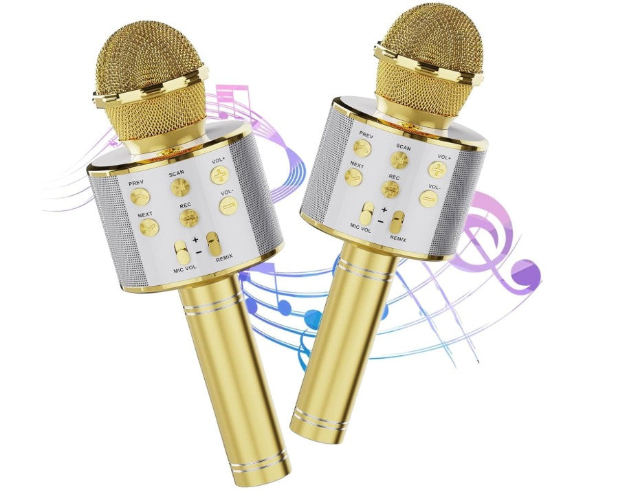 Wireless Bluetooth Karaoke Microphone 2 Pack, 4-in-1 Handheld Mic Speaker for Singing, Karaoke Machine for Phone Android PC, Great Birthday Gifts for Girls Kids Adults for Party,