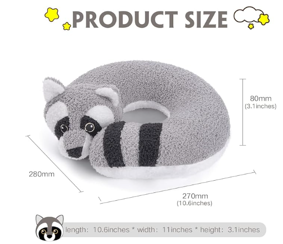 Animal Design Soft Neck Head Chin Travel Pillow for Kids and Toddlers