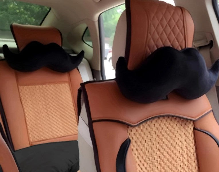 Funny Lip Mustache Shaped Car Headrest Pillow, Comfortable Soft Head Rest Cushion Car Accessories Cute Car Neck & Seat Pillow for Driving Travelling Office Home Decor 2 Pack