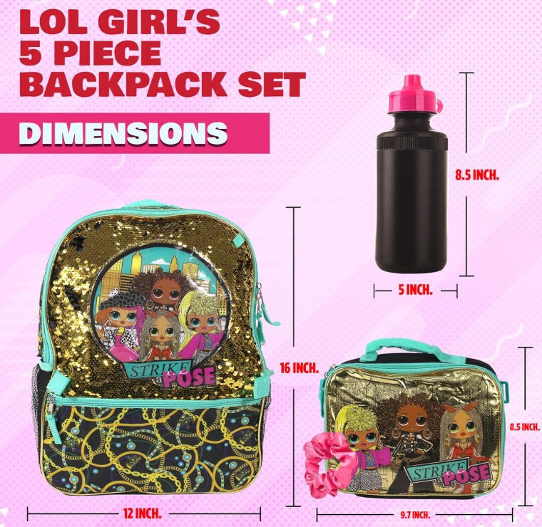 LOL Suprise Gold Silver Queen Bee Panda Sequence Backpacks Purse Bag for Kids Girls Women Men