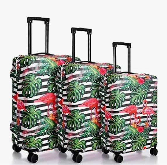 3PCS Clear Leopard Colorful Black PVC Luggage Covers Protectors Thicken Transparent Waterproof Suitcase for Travel Airplane