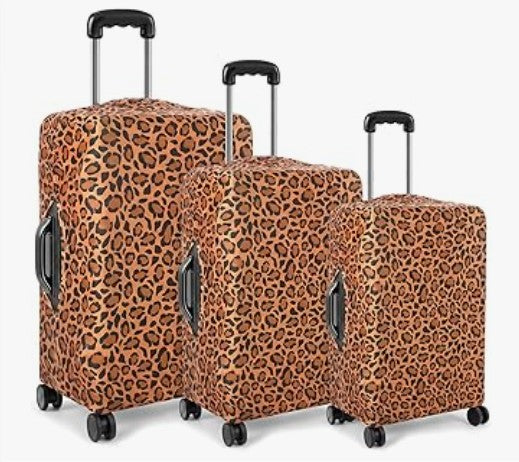 3PCS Clear Leopard Colorful Black PVC Luggage Covers Protectors Thicken Transparent Waterproof Suitcase for Travel Airplane