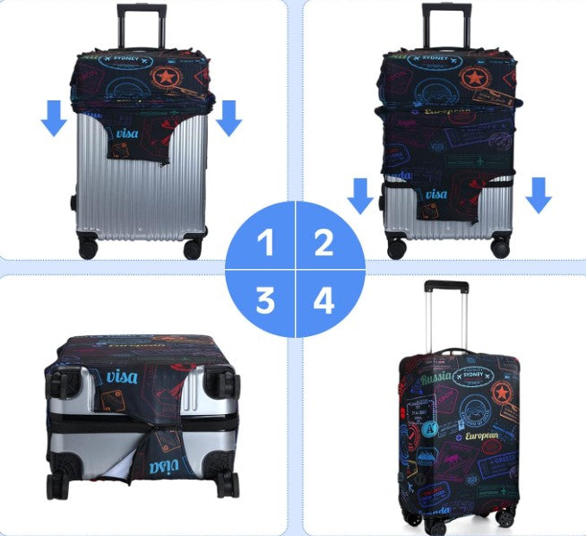 3PCS Clear Leopard Colorful Black PVC Luggage Covers Protectors Thicken Transparent Waterproof Suitcase for Travel Airplane