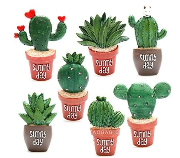 Fridge Strong 3D Refrigerator Magnets Potted Artificial Succulent Cactus Flower Rose Fern Plants Emoji Magnets for Kitchen Room Decoration