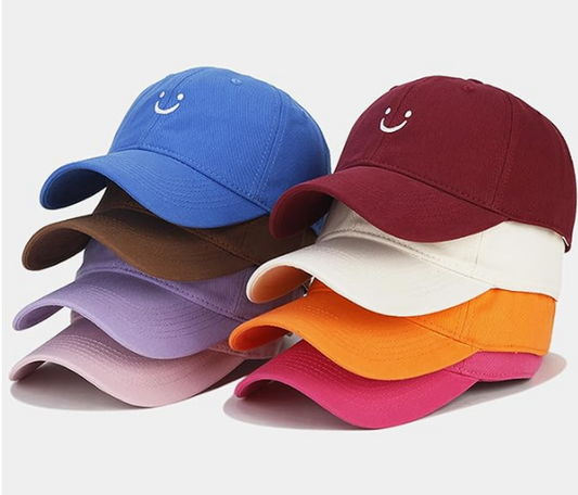 Smiley Face Adjustable Soft Cotten Baseball Cap Hat for Women Men Kids