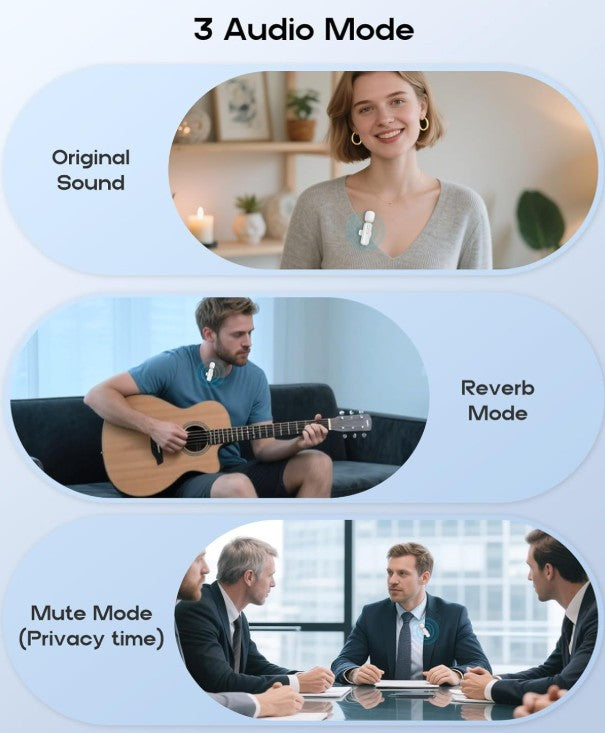Wireless Mini Microphone for iPhone - 2 Pack Bluetooth Microphone for Video Recording, 2 In 1 Noise Reduction Lapel Mic for I pad, Android, Clip-on..