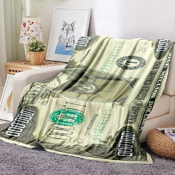 Soft Plush Money Printed Fleece Designed Novelty Throw Couch Sofa Bed Spread Blankets