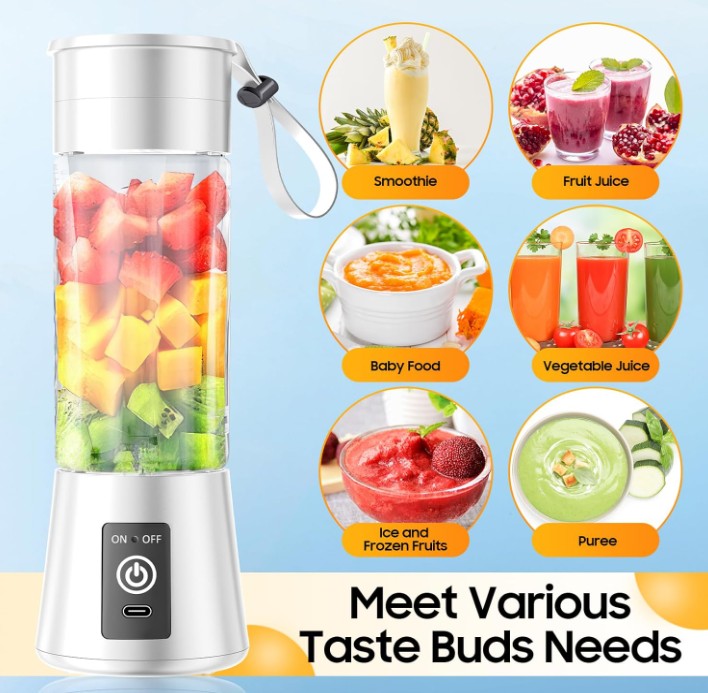 Cordless Portable Personal Size Blender Electric Mini Juicer Blender for Shakes Smoothies Travel Cup and Home Use