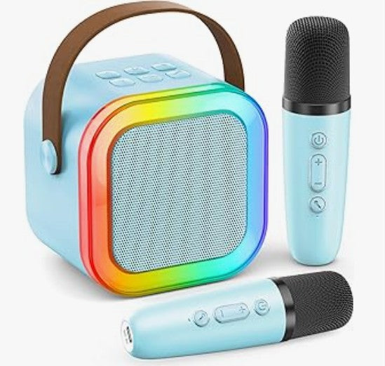 Mini Portable Bluetooth Karaoke Machine for Kids Adults with Two Microphones with Separate Carry Case Purchase Options