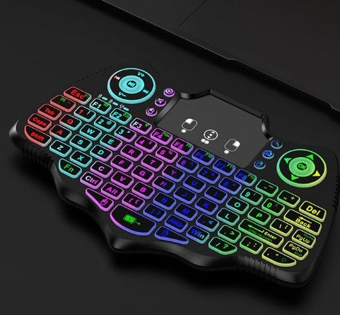Mini Wireless Keyboard with Touchpad, Dual Mode Bluetooth 5.0 & 2.4GHz Backlit Handheld Keyboard, Ergonomic Remote Control