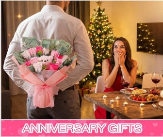 Money Flower Graduation Bouquet Decorations with LED Lights & Bear DIY Centerpieces for Weddings Birthdays Mother's Day Graduation Parties Table Decorations