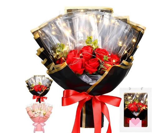 Money Flower Bouquet Decorations with LED Lights & Bear DIY Centerpieces for Weddings Birthdays Mother's Day Graduation Parties Table Decorations