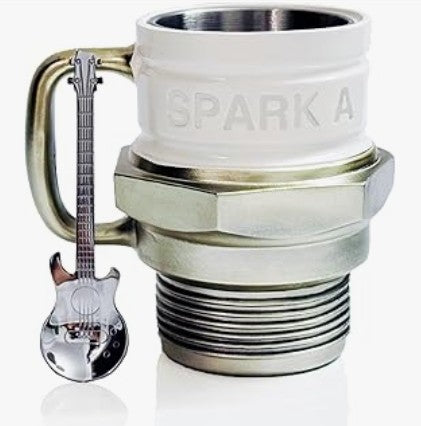 Unique V8 Engine Tools Tires Spark Plug Diesel Fuel Designed Coffee Tea Mug for Car Enthusiasts, 3D Metal Mechanical Design, Stainless Steel, Novelty Gift for Mechanics and Car Truck Fans