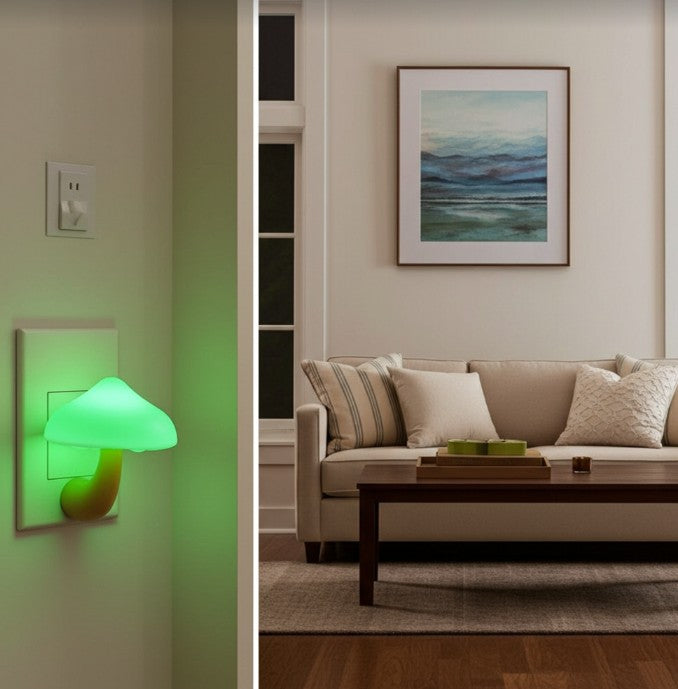 Mushroom-shaped LED Lights With Automatic Sensors, Indoor Decoration Lamps for Hallways Bedrooms Nursey Bathrooms Kitchen Stairs 1-3 Pack