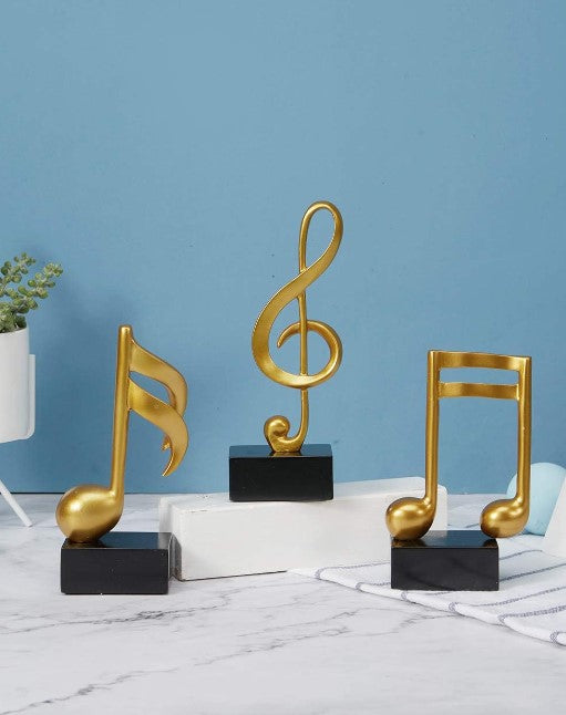 3pcs Music Note Musical Modern Figurine Decor Gift Statue Sculpture for Table Centerpiece Craft Shelf Room Decor