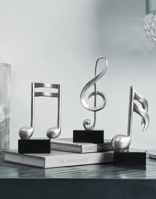 3pcs Music Note Musical Modern Figurine Decor Gift Statue Sculpture for Table Centerpiece Craft Shelf Room Decor