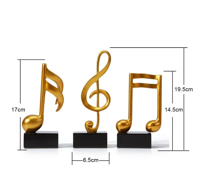 3pcs Music Note Musical Modern Figurine Decor Gift Statue Sculpture for Table Centerpiece Craft Shelf Room Decor