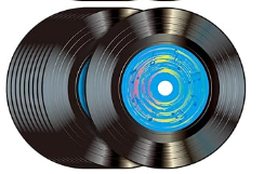 Musical Theme Vinyl Record Table Place Mats and Coasters for Dining Food and Drinks