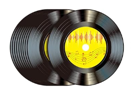 Musical Theme Vinyl Record Table Place Mats and Coasters for Food and Drinks