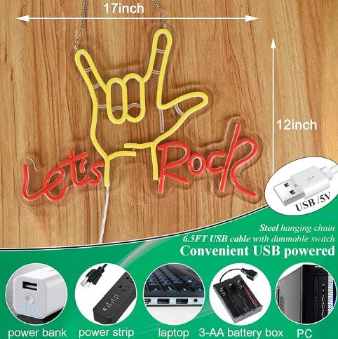 Smiley Face Mancave Love Lets Rock Neon USB LED Color Large Neon Signs Lights for Room Wall Decor