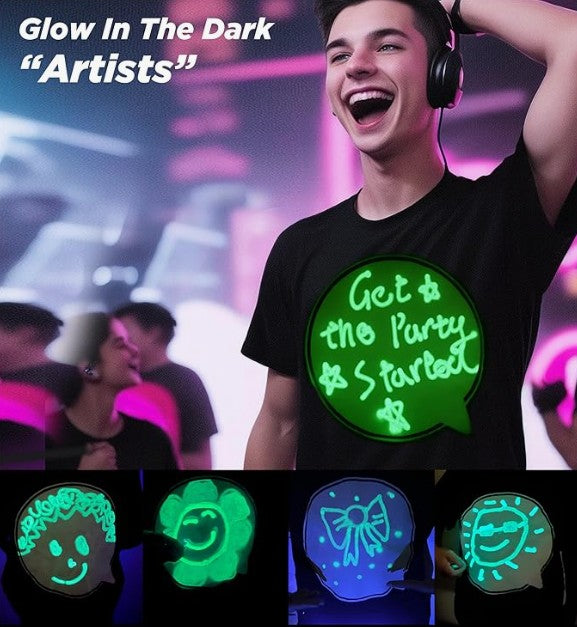 Men Women Kids Glow in The Dark Shirt, Neon Shirts & Light up Shirt for Glow Party Birthdays Holidays Halloween