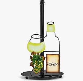 2 in 1 Silver Black Coffee Sunflower Wine Designed Paper Towel Holder with Spray Bottle Inside for Easy Cleaning