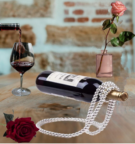 Floating Suspended Metal Chain Rope Wine Rack Bottle Holder