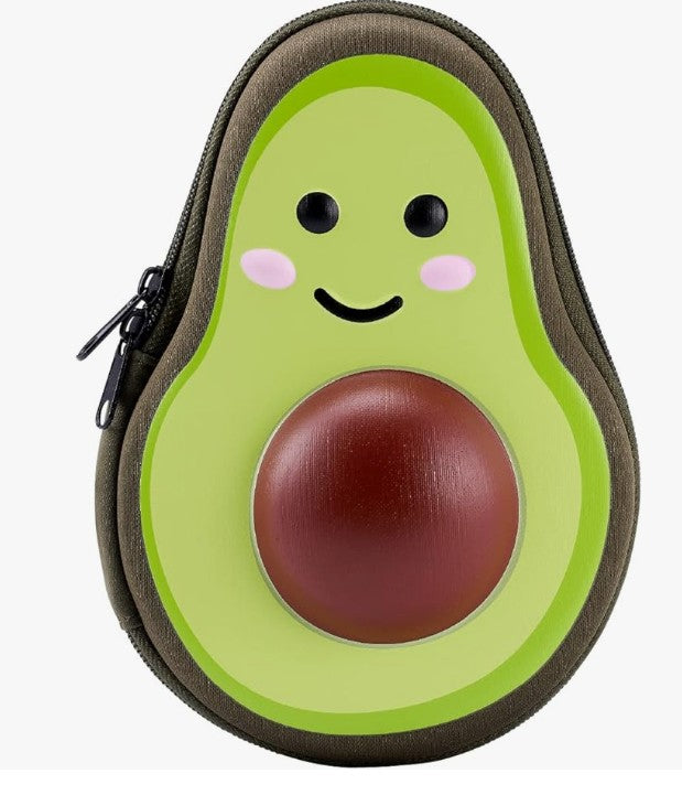 Unique Back to School College Art Supply Avocado Video Game Controller Face Design Large Capacity Pencil Box Case Holder with Mesh Pockets and Zipper