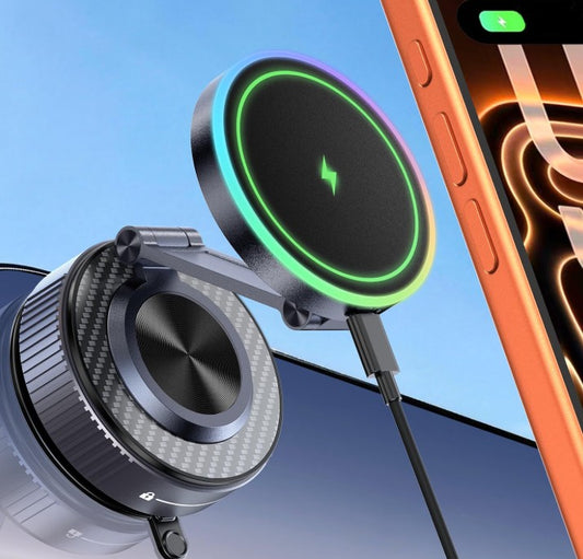 Vacuum Suction Magnetic Magsafe Car Mount Charger for iPhone 18 Pro Max, Magnetic Wireless Car Charger, Suction Phone Mount, Vacuum Magnetic Phone Holder and Charger with Mag Strip