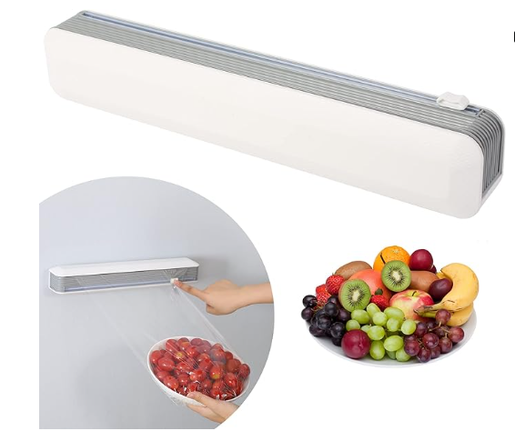 Magnetic Refillable Plastic Wrap Dispenser with Cutter Aluminum Foil Plastic Wax Parchment Paper Dispenser