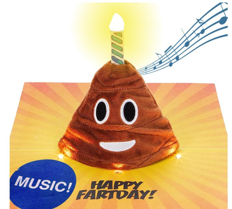 3D Pop Up Light Up in Sync to Music Funny Poop Creative Happy Birthday Card