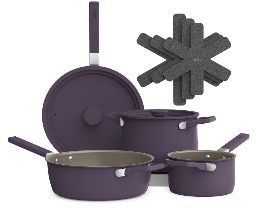 8-21 Piece Multi Color Orange Red Purple Blue Pink White Black Non-Stick Kitchen Cookware Pots and Pans Sets