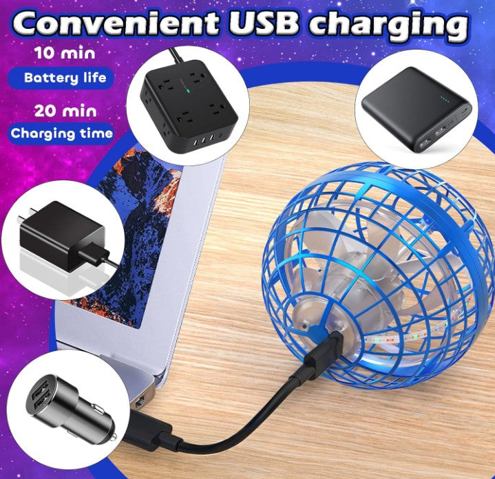 Magic Flying Orb Flying Mini Drone Hover Boomerang Spinner Cosmic Ball with LED Lights and Remote Control